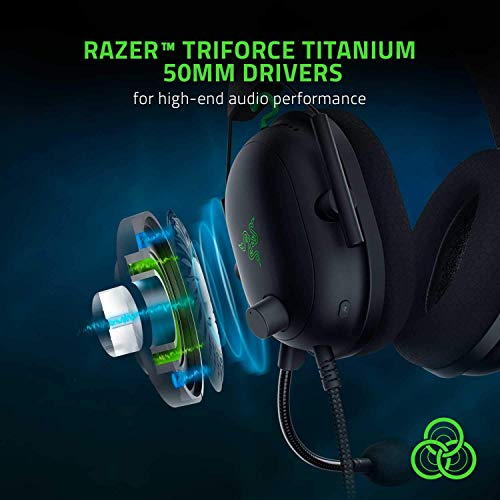 Razer BlackShark V2 Gaming Headset: THX 7.1 Spatial Surround Sound - 50mm Drivers - Detachable Mic - PC, PS4, PS5, Switch, Xbox One, Xbox Series X & S, Mobile - 3.5 mm Audio Jack & USB DAC - Black