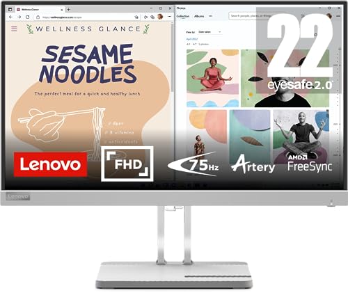 Lenovo L22e-40 22 inch PC Monitor | FHD, 1080p, 75Hz, IPS, 4ms, HDMI and VGA