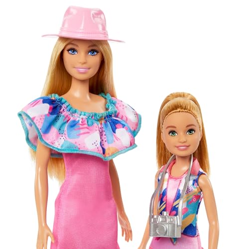 Barbie & Stacie Doll Set with 2 Pet Dogs & Accessories, Dolls with Blonde Hair & Blue Eyes, Summer Clothes, HRM09