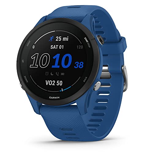 Garmin Forerunner 255 Easy to Use Lightweight GPS Running Smartwatch, Advanced Training and Recovery Insights,Safety and Tracking Features included, Up to 12 days Battery Life, Tidal Blue