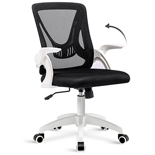 Office Chair For Home, Desk Chair, Mesh Swivel Chair With 90° Flip-up Armrest Computer Chair With Lumbar Support Adjustable Height, Back Support 360° Rotation Gaming Chair For Home Office