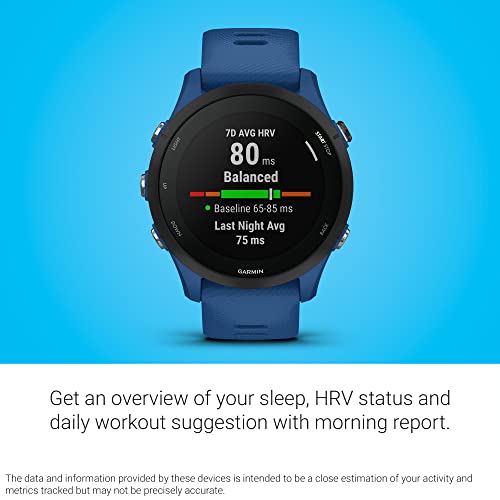 Garmin Forerunner 255 Easy to Use Lightweight GPS Running Smartwatch, Advanced Training and Recovery Insights,Safety and Tracking Features included, Up to 12 days Battery Life, Tidal Blue