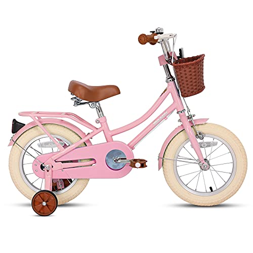 STITCH Manchi 14 Inch Kids Bike for Age 3 4 5 Girls, 14 Inch Wheel Girls Bike With Basket & Stabilisers,Pink…