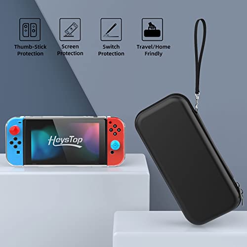 HEYSTOP Case Compatible with Nintendo Switch Carry Case Pouch with Switch Cover Case HD Switch Screen Protector Thumb Grips Caps for Nintendo Switch Console Accessories