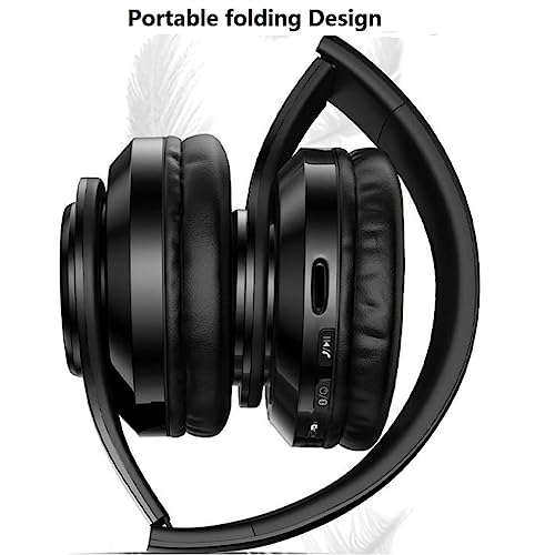 TFUFR Bluetooth Headphones Over Ear, Wireless Headphones Over Ear, Foldable Lightweight Wireless Headphones with Built-in Noise Reduction Microphone for Online Class, Office, PC, Phone