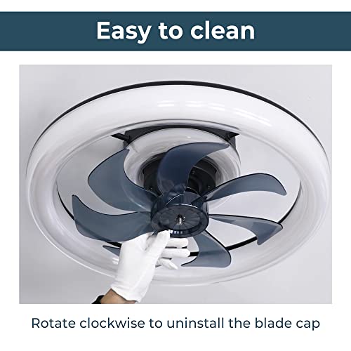 CHANFOK Smart Ceiling Fans with Lights, 20'' Low Profile Ceiling Fan with Remote and App Control, Flush Mount Ceiling Fan with Voice Control, Compatible with Alexa & Google Home (Black)