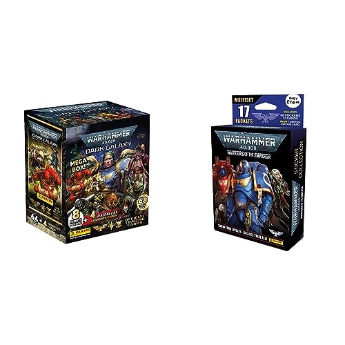 Panini Warhammer Dark Galaxy Trading Card Collection Mega Box & Warhammer Warriors Of The Emperor Sticker Collection Mega Multiset, for ages 3+