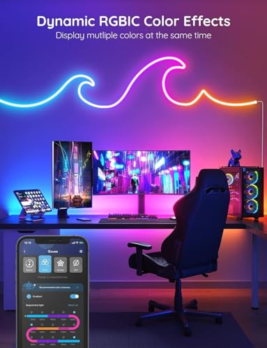 Govee RGBIC Neon LED Strip Lights 3M, DIY Shape, Segmentable Colour Changing Light with WiFi APP Control, LED Lights Work with Alexa and Google Assistant for Bedroom, Wall, Gaming Decor