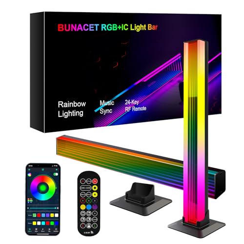 COZHYESS 2 Pack RGB Light Bar, Smart LED Light Bar, Gaming Lights, RGB Flow Light Bars, Sound Control Light, Colorful Atmosphere Light Pickup Function, for PC, Room Decorative, Ambient Lighting