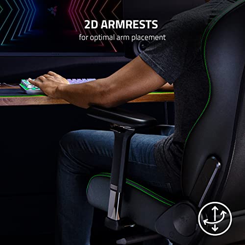 Razer Enki X - Gaming Chair with Integrated Lumbar Support (Desk/Office Chair, Multi-Layer Synthetic Leather, Foam Padding, Head Cushion, Height Adjustable) Black/Green