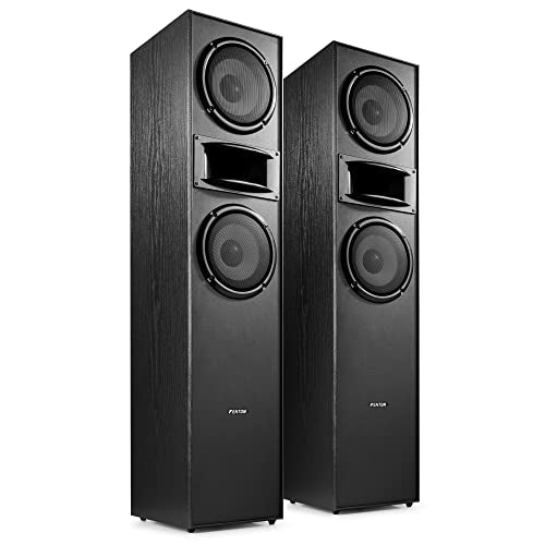 Fenton SHF700B Floor Standing Speakers, Hi-Fi Stereo Tower Loudspeakers, 2x 6.5 Woofers, Black