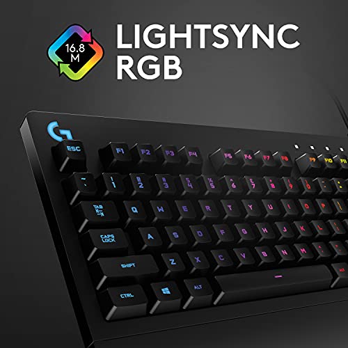 Logitech G G213 Prodigy Gaming Keyboard, LIGHTSYNC RGB Backlit Keys, Spill-Resistant, Customizable Keys, Dedicated Multi-Media Keys, QWERTY UK Layout - Black
