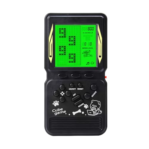 CZT New Retro Block game console green backlight large screen more convenient for playing games classic nostalgia puzzle built-in 999 in 1 brick game children's gift (Black)