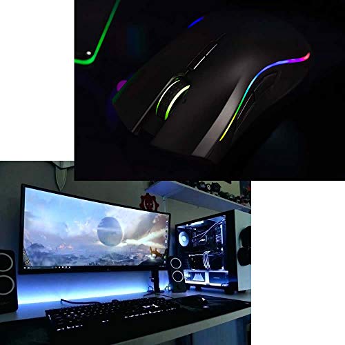Combrite Gaming Mouse USB Wired, Rainbow LED Light, 7 Programmable Buttons, Chroma RGB Backlit, 4800 DPI Adjustable, Comfortable Grip Ergonomic Optical PC Computer Gaming Mice, Black