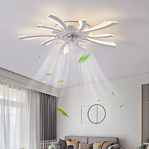 Becailyer 30.7" Modern Ceiling Fan with Lights, 52W Dimmable Remote Control Ultra Quiet Smart LED Ceiling Fan Lighting 3-Color 6-Level Wind Speed Electric Fan for Bedroom Kitchen, White