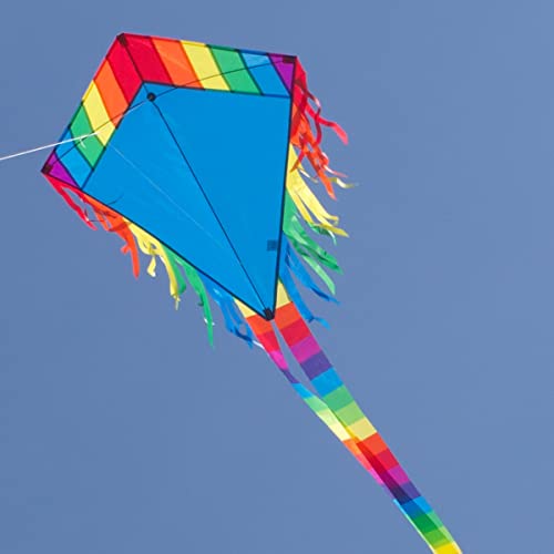 CIM Kite - Maya Eddy Blue - single line kite for children from the age of 3 years up - 65x72cm - incl. 80m kite line and 2x250cm striped tails