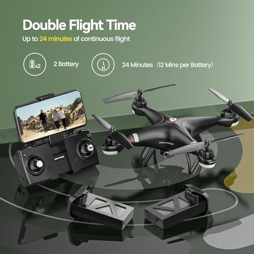 Holy Stone HS110G GPS FPV Drone with 2K HD Live Video Camera for Adults and Kids, RC Quadcopter with Auto Return Home, Altitude Hold and Follow Me, 2 Batteries, Easy to Use for Beginners