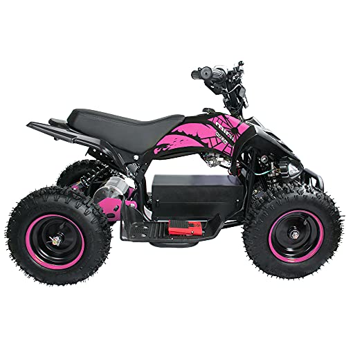 Zorax 36V 1000W Pink 6'' Tyre Battery Powered Kids Mini ATV Quad Bike (Foot Brake - 3 Speeds - LED Light - Forward/Neutral/Reverse - CE Approved - MAX Capacity: 65KGS) Children's Electric Ride on