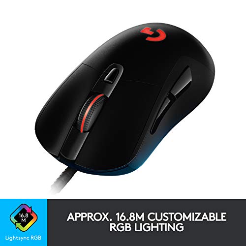 Logitech G403 HERO Wired Gaming Mouse, HERO 25K Sensor, 25,600 DPI, RGB Backlit Keys, Adjustable Weights, 6 Programmable Buttons, On-Board Memory, PC/Mac - Black