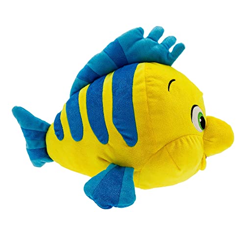 Disney Store Official Flounder Medium Soft Toy, The Little Mermaid, 34.5cm/13”, Ariel's Best Friend, Plush Cuddly Fish with Embroidered Details and Shimmer Finish, Suitable for Ages 0+