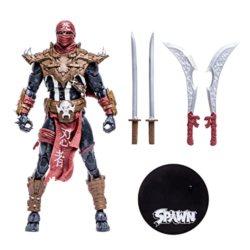 McFarlane Toys, Spawn Comic Ninja Spawn Action Figure set with 22 Moving Parts, Collectible Figure with Accessories and Collectors Stand Base – Ages 12+