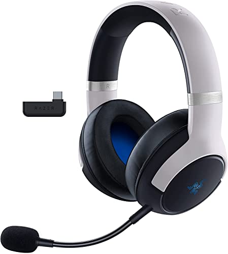 Razer Kaira Pro - Dual Wireless PlayStation 5 Headset with Haptics (HyperSense, TriForce Titanium 50 mm Driver, Detachable Hyperclear Supercardioid Mic, SmartSwitch, RGB Chroma) Black-White