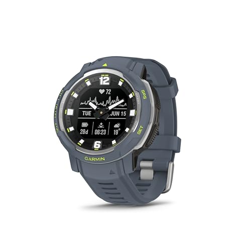 Garmin Instinct Crossover, Hybrid Rugged Smartwatch, Analogue Hands and Digital Display, Ultratough Design Features, Thermal and Shock Resistant, Up to 28 days battery life, Blue Granite
