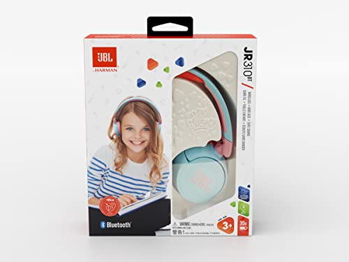 JBL Jr 310BT - Children's over-ear headphones with Bluetooth and built-in microphone, in blue and pink