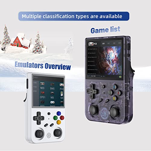 RG353V Handheld Game Console Support Dual OS Android 11+ LINUX, 5G WiFi 4.2 Bluetooth RK3566 64BIT 64G TF Card 4450 Classic Games 3.5 Inch IPS Screen 3500mAh Battery