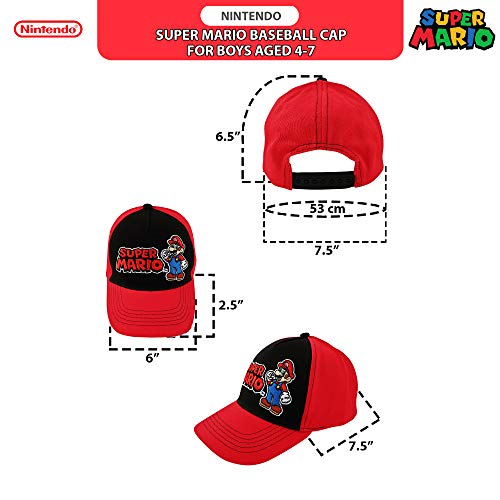 Nintendo Boys Super Mario Kids Baseball Hat, Little Cap, Age 4-7, Red