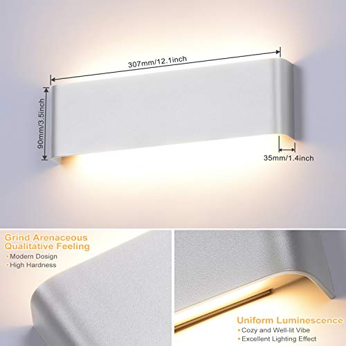 LED Wall Lights Indoor, 20W 1800LM Smart Indoor Wall Light Dimmable 2700K-6500K and Brightness Adjustable Modern Up Down Wall Sconce Lamp for Bedroom Living Room Hallway Stairs (with Remote Control)