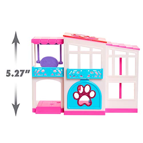 Barbie Pet Dreamhouse 2-Sided Playset, 10-pieces Include Pets and Accessories, Kids Toys for Ages 3 Up