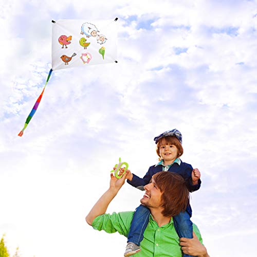 ZOYLINK 12 Sets Kids White Kite Blank Kite Outdoor Game Toy Creative DIY Coloring Flying Kite with Swivel and Line