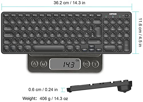 Arteck HW305-2 2.4G Wireless Keyboard Ultra Slim Full Size Keyboard with Numeric Keypad and Media Hotkey for Computer/Desktop/PC/Laptop/Surface/Smart TV and Windows 11/10 Built-in Rechargeable Battery