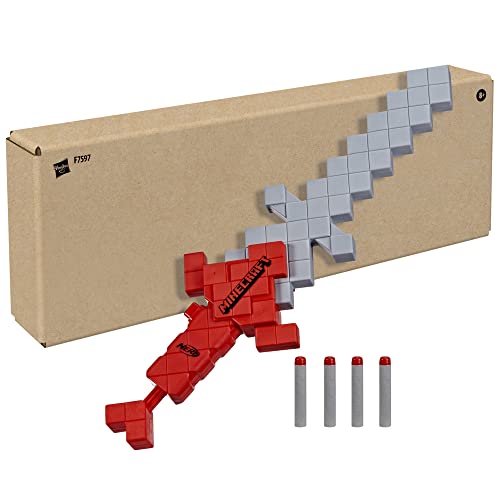 Nerf Minecraft Heartstealer Sword, 4 Nerf Elite Foam Darts, Foam Blade, Dart Blaster