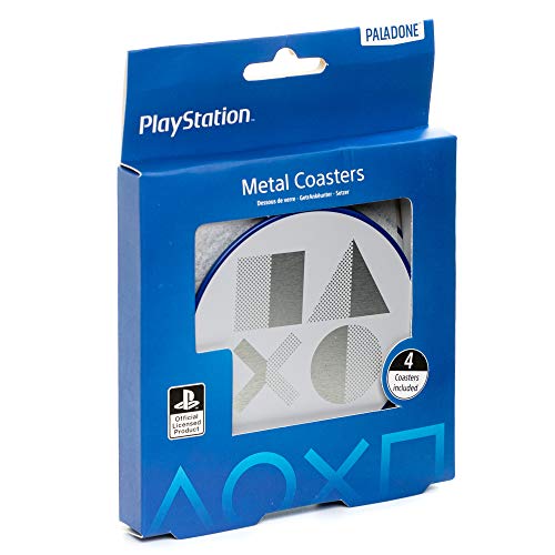 PlayStation PS5 Metal Drink Coasters, Set of 4, Officially Licensed Merchandise