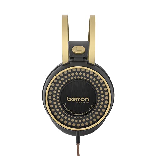 Betron Headphones, Wired, Over Ear, Retro Design. 50mm Stereo Drivers, 3.5mm Head Phone Connection, Large Comfortable Earpads