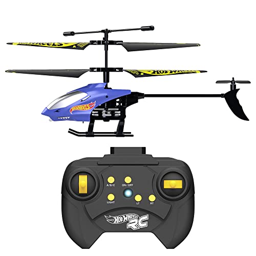 Hot Wheels Helicopter, Remote Control Shark Bite, RC 2 Channel with Gyro Control, Easy to Fly with lights, Crash Proof, Licensed Toy for kids by Bladez Toyz