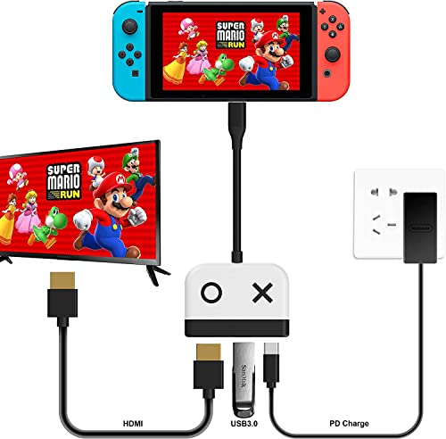 Switch Dock for Nintendo Switch OLED, 3 in 1 Switch TV Adapter with 4K HDMI, USB 3.0 Port, Type C 65W PD Charging, Portable Docking Station Travel for Nintendo Switch/Switch OLED