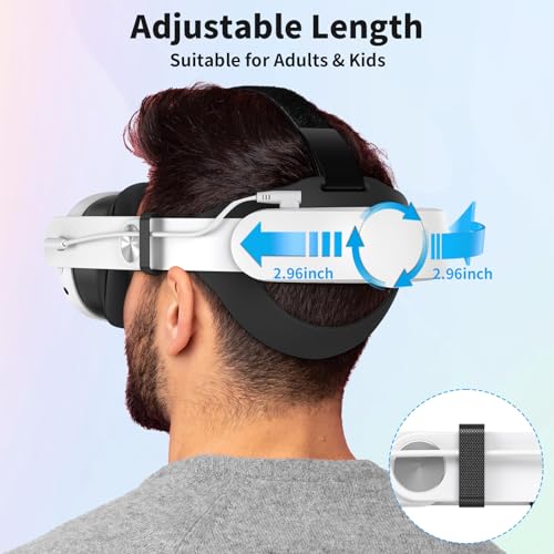 Younik Quest 3 Head Strap with 10000mAh Rechargable Battery, Adjustable Head strap for Quest 3 with Head Cushion to Reduce Head Pressure, Fast Charging Quest 3 Head Strap for Extended Gaming Time