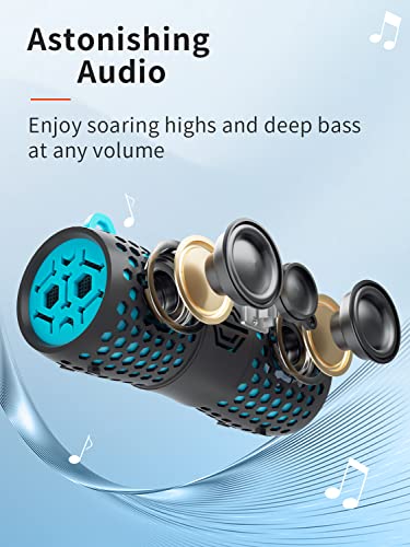 HEYSONG Portable Bluetooth Speaker with 12W Stereo Sound, 2000mAh Battery, IPX7 Waterproof Wireless Speakers for Outdoor, Home, Beach, Biking, Pool, Travel