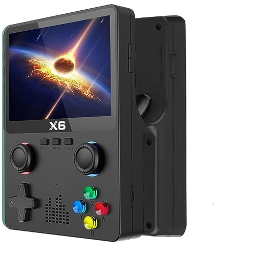 X6 Handheld Games Consoles, Built In 10000+ Games, 3.5 Inch IPS Screen Retro Games Console, 11 Emulators Retro Handheld Game Console With Dual 3D Joystick, Supports two-Player Games