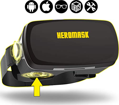 Heromask PRO - Virtual Reality Gaming headset + FREE VR Games guide. Gamer button and fabric finishes. Compatible with Android Phone and IPhone 11, X, 8, 6... Samsung s10, s9, s8, note 10, note 9 etc