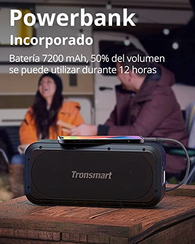 Tronsmart Portable Bluetooth Speaker, 50W Waterproof Wireless Speakers with Enhanced Bass, Built-in Powerbank, 12H Playtime, IPX7 Waterproof, Bluetooth 5.3, Black