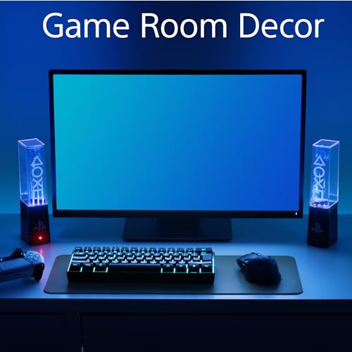 Paladone Playstation Liquid Dancing Lights, Two Sound Reactive Fountains (22 cm/8.7"), Powered by USB Cable, Gaming Desk Accessories