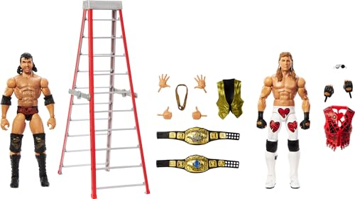 WWE Elite Action Figures & Accessories, Wrestlemania X Ladder Match Collectible Set with Shawn Michaels & Razor Ramon