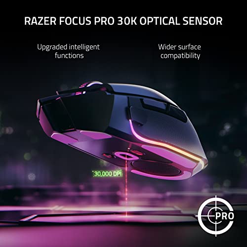 Razer Basilisk V3 Pro - Customizable Wireless Gaming Mouse with Razer HyperScroll Tilt Wheel (Focus Pro 30K Optical Sensor, 13-Zone Chroma Lighting, 10+1 Programmable Buttons) White