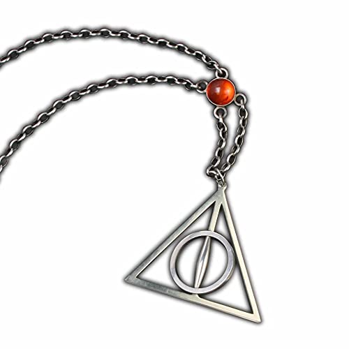 Harry Potter Xenophilius Lovegood's Deathly Hallows Necklace - 20in (51cm) Silver Chain with Collector's Display