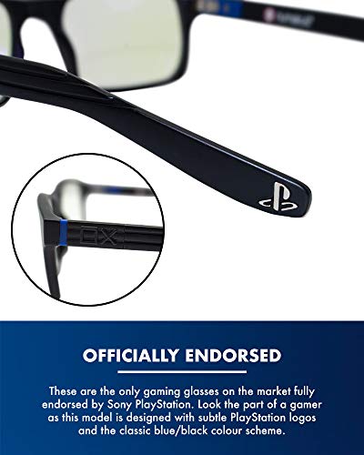 Official Playstation Blue Light Glasses - Anti Glare and Anti Fatigue, Uv Blue Light Blocking Glasses - Eye Protection For Computer and Video Games - Protective Gaming Glasses (PS4)