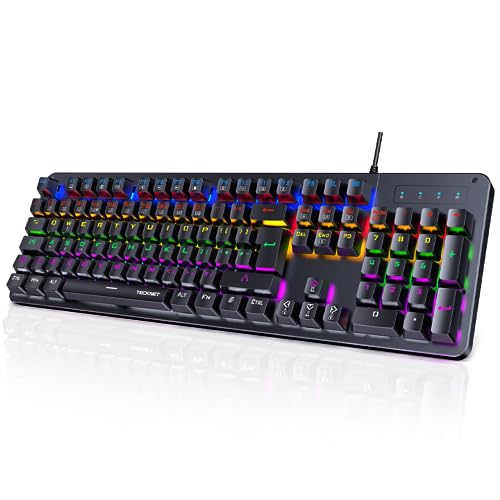 TECKNET Mechanical Gaming Keyboard, 15 RGB Backlit Mechanical Keyboard Wired, 105 Keys Full Size with Blue Switch Gaming Keyboards for PC, Windows, Mac, Gamer, Office-UK Layout